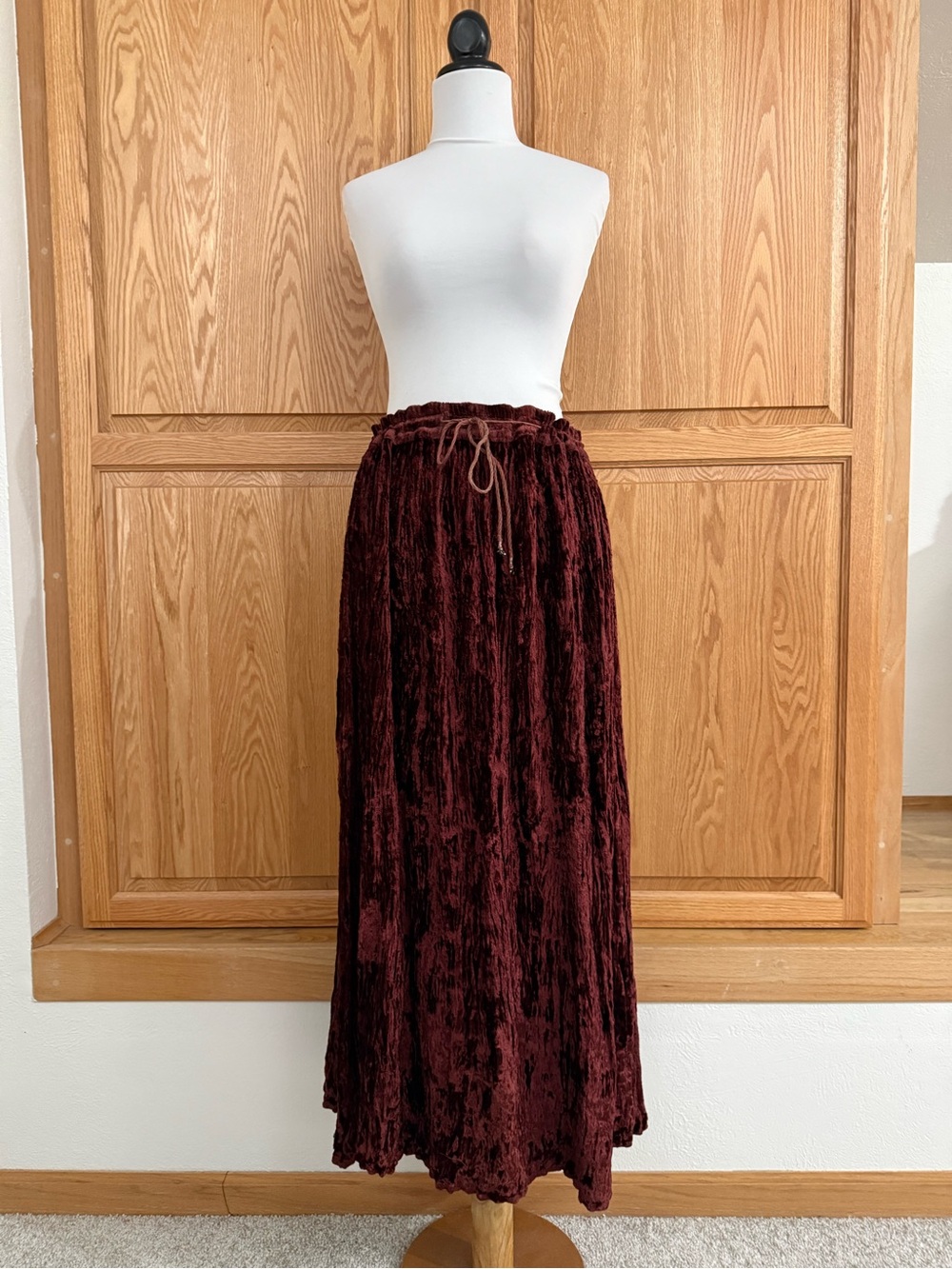 Vintage Becca’s Crushed Velvet Drawstring Maxi Skirt